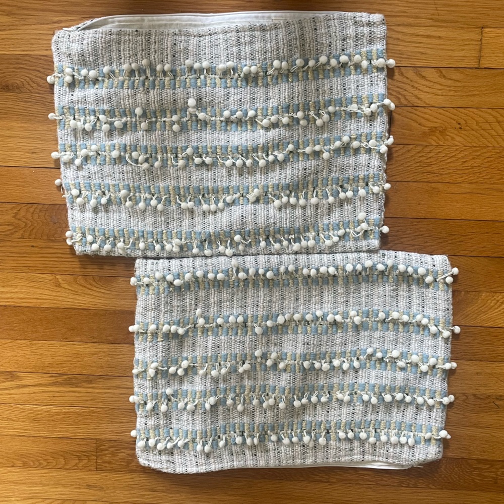 Textured Blue and White Throw Pillow Covers - Picture 2 of 6